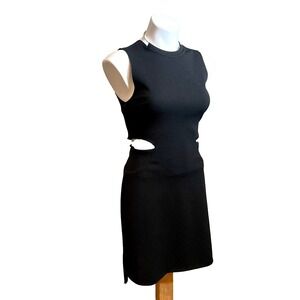 TOPSHOP Hoop Necklace Cut Out Mini Dress Size 4 Black Sleeveless High Low Hem
